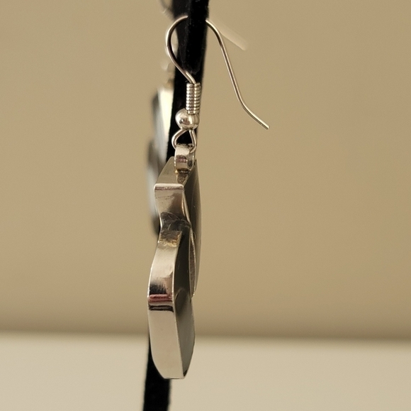 Unique Earrings Silvertone Iridescent Curve Earrings #1126 - Picture 5 of 10